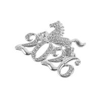 DIKACA Broche de Solapa de Caballo del Zodíaco 2026 en Plata Gemas de Imitación, Accesorio Unisex para Decoración Feng Shui, Pin del Año del Caballo para Festivales y Colecciones
