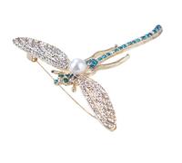 DIKACA Broche para Ropa con Diseño de Libélula Perlas y Cristales Adorno Elegante para Mujer Accesorio para Vestidos Bufandas y Bolsos para Fiestas y Uso Diario