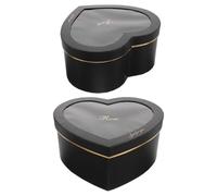 DIKACA Caja de Obsequio en Forma de Corazón Negra Papel Ventana Transparente 2 Tamaños 1 Grande 1 Pequeño Caja Vacía para Flores Perfumes y Maquillaje Adecuado para San Valentín y