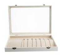 DIKACA Caja Organizadora para Collares de Madera con Cierre Seguro Bandeja Grande con Ganchos y Forro Estuche Apilable para Almacenamiento y Exhibición de Joyas para y Diario