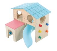 DIKACA Casa para Hámster de Madera Resistente con Tobogán y Escalera Parque de Ejercicio y Escondite Natural para Pequeños Roedores para Hámsteres Erizos y Mascotas Pequeñas