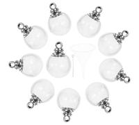 DIKACA Colgantes de Bola de Cristal Transparentes 12 Mm, 10 Piezas Tapa de Rosca Color K, Dijes para Collar Diy, Manualidades y Joyería Femenina