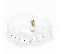 DIKACA Collar para Mascotas Ajustable de Encaje M Campana Collar Elegante y Transpirable para Gatos y Perros en Fiestas Bodas y Uso Diario