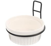 DIKACA Comedero Colgante para Mascotas Soporte de Cerámica y Diseño de Huellas Soporte Ajustable para Pared Resistente y Práctico para Gatos y Perros Pequeños 2 Piezas