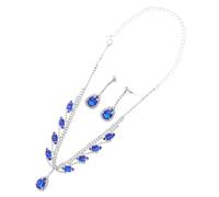 DIKACA Conjunto de Joyas Nupciales con Collar y Pendientes de para Boda Fiesta y Ducha Nupcial Diseño Lujoso con Rhinestones Azul Real para Novias y de Honor