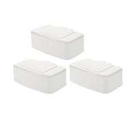 DIKACA Contenedor de Toallitas Húmedas para Bebés 3 Piezas de Plástico Pp Blanco, Dispensador Rellenable Tapa, Adecuado para Viajar y Bolsa de Pañales
