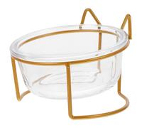 DIKACA Cuenco Elevado para Mascotas de Vidrio, Tazón Inclinado Protección para Cuello de Gatos, Cuenco Antideslizante para Comida y Agua, Adecuado para Gatos y Cachorros, Suministro