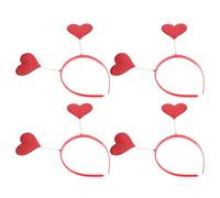 DIKACA Diademas Cabello Forma de Corazón Rojo, Pack de 4 Piezas para San Valentín, Accesorio Decorativo Femenino, Diseño Festivo y Duradero para Fiestas y Uso Diario