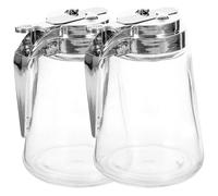 DIKACA Dispensador de condimentos, 2 Piezas, 300 ml, Vidrio y Acero Inoxidable, para cafetería, Barbacoa y Cocina, para Jarabe de café, Miel y Salsas, conservación Segura