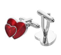 DIKACA Gemelos para Hombre Rojos Forma de Corazón, Gemelos Formales de Metal para Camisa Francesa, Accesorios de Traje para Bodas, Esmoquin y San Valentín, Par Único Elegante