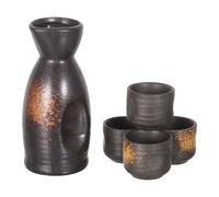 DIKACA Juego de Sake Japonés de Cerámica, Tetera Grande Color Amarillo Jade, Set para Servir Sake y Vino 1 Jarra y 4 Tazas, Adecuado para Restaurante, Hogar y Reuniones Sociales
