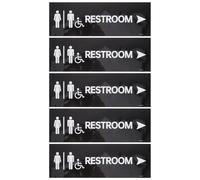 DIKACA Letreros Adhesivos para Baño 5 Piezas 27x9 Cm, Señales Unisex con Flecha Derecha, Vinilo Resistente al Agua para Puertas y Oficinas, Indicación Clara para Baños Públicos