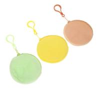 DIKACA Mini Monedero Redondo de Peluche 3 Piezas Cremallera y Llavero para Mujer Uso Diario y Guardar Auriculares