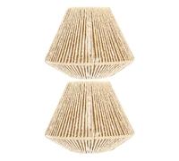 DIKACA Pantallas de Lámpara Tejidas de Cuerda de Papel de Ratán Sintético Tamaño Pequeño 2 Unidades Estilo Boho Vintage para Comedor Salón de Té y Restaurante Iluminación Suave