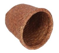 DIKACA Papelera Decorativa Tejida con Hierba Marina Cesta Multiusos para Dormitorio Cubo Basura Reciclaje Resistente y Reutilizable Almacenamiento Compacto para Hogar Regalo Original
