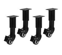 DIKACA Patas Ajustables para Sofá con Ruedas Giratorias Metal Negro Altura Regulable 145-160 MM 4 Piezas Soporte Móvil para Muebles Mesas y Camas Adecuado para Reorganización de