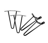 DIKACA Patas de Mesa de Metal Negro 4 Unidades 40 Cm Altura Vertical Soporte Pata de Repuesto para Muebles Escritorio Sofá y Mesa de Centro Almohadillas Protectoras y Tornillos