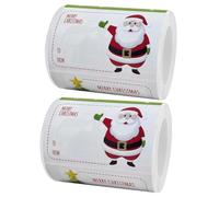 DIKACA Pegatinas Navideñas Autoadhesivas para Sellar Cajas 500 Etiquetas 2 Rollos Calcomanías Rectangulares Decorativas para Fiestas y Manualidades Navideñas