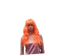 DIKACA peluca Navidad disfraces de halloween para mujeres Víspera de Todos los Cosplay largo chicas ondulado extensiones de cabello rizado peluquín de niña Naranja