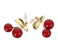 DIKACA Pendientes Colgantes de Cereza con Diseño de Lazo Joyería Encantadora y Creativa para Mujer Aretes de Plata Cómodos y Duraderos para Uso Diario y Fiestas