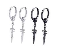 DIKACA Pendientes de Clip Estilo Hip Hop para Hombre y Pareja, Metal Negro, 4 Piezas, Ligeros y Cómodos para Uso Diario