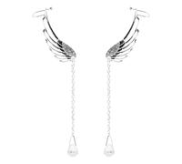 DIKACA Pendientes Largos para Mujer Alas de Ángel con Cadena y Brillo Pendientes Elegantes para Fiesta y Boda Joyería de Aleación Cómoda y Moderna Plateado