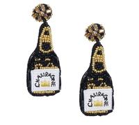 DIKACA Pendientes Retro Forma de Botella de Vino Pendientes de Cuentas y Lentejuelas Negros Par de Joyería Vintage Artesanal para Mujer Adolescentes y Niñas Accesorios Únicos para
