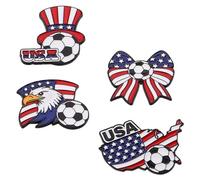 DIKACA Pin de Solapa Fútbol 4 Piezas Bandera de Estados Unidos Esmaltada en Rojo, Blanco y Azul, Insignia Patriótica para Fiesta de Cumpleaños y Eventos Deportivos
