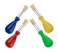 DIKACA Pinceles para Pequeños 4 Piezas Cerdas de Cerda de Cerdo, Mango Plástico Colorido, Pinceles Redondos para Acuarela y Manualidades Escolares, Kit Pintura para Arte Infantil