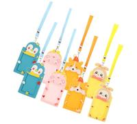 DIKACA Porta Credenciales de Plástico Correa Cuello, Set de 8 Fundas de Tarjetas de Identificación Diseño de Dibujos Animados (conejo, Perro, Princesa, Pingüino), para Estudiantes