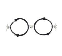 DIKACA Pulsera de Magnética Colgante Corazón, 1 Set Cadena Ajustable, Acero Inoxidable Plateado, Obsequio para San Valentín y Festival de Parejas, Pulsera Conmemorativa para Mujer