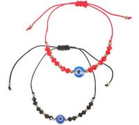 DIKACA Pulsera Ojo Trenzada Ajustable para Parejas Pulsera de Hilo Diseño de Ojo Malvado Obsequio de Joyería para Pareja