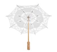 DIKACA Sombrilla de Encaje para Bodas Paraguas Nupcial de Algodón Pequeño Accesorio Vintage para Fotografía y Fiestas al Aire Libre