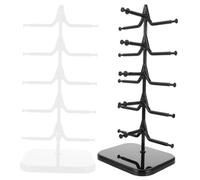 DIKACA Soporte para Gafas de Sol de Escritorio Multifuncional Expositor Giratorio de 5 Niveles para 10 Gafas Color y Negro Organizador y Estante Adecuado para Hogar y Tienda