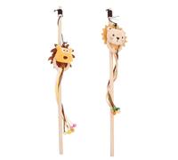 DIKACA Varitas para Gatos Interactivas 2 Piezas de Madera Natural Borlas Coloridas Juguete para Gatitos para Entretenimiento y Vínculo Accesorio Lúdico para Mascotas