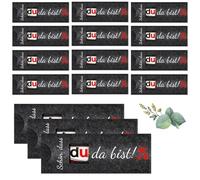 DIKARIYA 15 unidades con texto en alemán "Schön Dass Du Da Bist Chocolate" Geschenke Grau Hülle Filz für Chocoladen Verpackung Schokoladenoriegel Geschenkbox Gastgeschenke Konfirmation Hochzeit