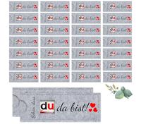 DIKARIYA 30 Bonito regalo de chocolate con texto en alemán "Schön Dass Du Da Bist Chocolate", envoltura de chocolate, color gris claro, caja de regalo para regalos, confirmación, boda, comunión