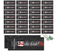 DIKARIYA 30 unidades de bonito texto en alemán "Das Du Da Bist Chocolate" Geschenke Grau Hülle Fieltro für Chocolate Verpackung Chocolaoriegel Geschenkbox Gastgeschenke Konfirmation Hochzeit Kommunion