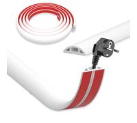 DIKARIYA Canaleta Cables Suelo Blanco, 3cmx1m Canaletas para Cables, PVC Pasacables Suelo, Protector de Cables para Suelo, Salva Cables Suelo Autoadhesiva para Hogar, Oficina, Escuela, Almacén