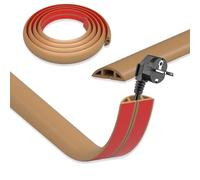 DIKARIYA Canaleta Cables Suelo Marrón, 3cmx1m Canaletas para Cables, PVC Pasacables Suelo, Protector de Cables para Suelo, Salva Cables Suelo Autoadhesiva para Hogar, Oficina, Escuela, Almacén