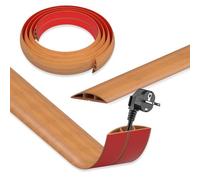 DIKARIYA Canaleta para Cables autoadhesiva, Aspecto de Madera, 5 cm x 10 m, Flexible, para Suelo, PVC, pequeño, Puente de Cables, protección para Suelos, protección de Cables para Exteriores