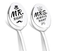 DIKARIYA Mr & Mrs para Bodas, Juego De Cuchara, 2PCS Cucharas Café Acero INOX, Original Regalos di Aniversario Matrimonio Cumpleaños Fiestas para Pareja, Regalo de Boda para la Novia y el Novio