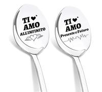DIKARIYA Papá Mamma Regalo, Regalo Cucchiaio da Zuppa di Caffè Cucchiaini Papá Apprezzare Regalo Mamma Natale Pensionamento della Nipote Miglior Grazie Papá Mamma del Mondo (Ti amo A)