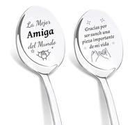 DIKARIYA Regalos Amiga Cumpleaños, 2 Piezas Cucharas de Café con Grabado, Cuchara de Postre de Acero Inoxidable, Original Regalos para Amiga, Regalos Amiga Cumpleaños, Regalo Graduación para Amiga