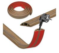 DIKARYA - Canaleta para cables con aspecto de madera autoadhesiva, 3 cm x 6 m, mini flexible, pequeña, para suelo, exterior, puente flexible para cables, fácil de cortar, montaje para cable de