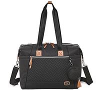 Dikaslon Bolso cambiador para bebé, bolsos de pañales tamaño grande mamá y papá, bolso de mano elegante para viaje con porta chupete y cambiador, Negro