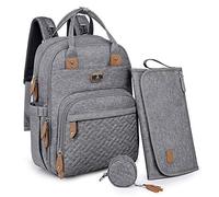 Dikaslon Mochila Cambiador, Mochila Pañalera Grande Bolsas Multifuncionales para Bebés con Cambiador Portátil, Portachupete y Correas para el Cochecito, para Mamá y Papá (Gris)