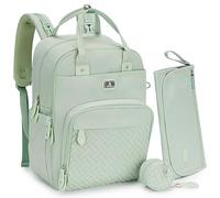 Dikaslon Mochila Cambiador, Mochila Pañalera Grande Bolsas Multifuncionales para Bebés con Cambiador Portátil, Portachupete y Correas para el Cochecito, para Mamá y Papá Verde menta