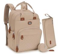 Dikaslon Mochila Cambiador, Mochila Pañalera Grande Bolsas Multifuncionales para Bebés con Cambiador Portátil, Portachupete y Correas para el Cochecito, para Mamá y Papá Caqui claro