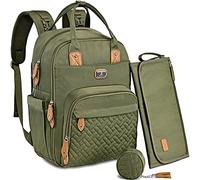 Dikaslon Mochila Cambiador, Mochila Pañalera Grande Bolsas Multifuncionales para Bebés con Cambiador Portátil, Portachupete y Correas para el Cochecito, para Mamá y Papá (Verde Oscuro)